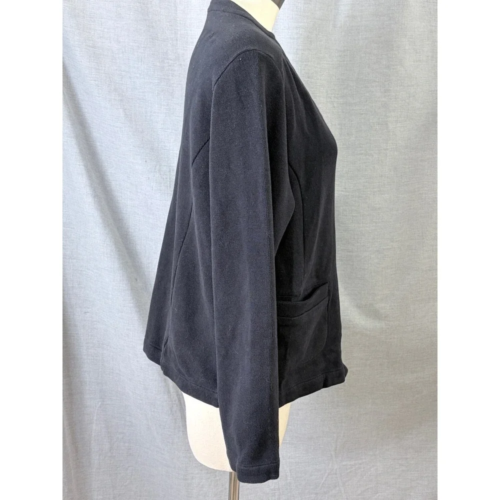 Tommy Bahama Womens Black Ribbed Knit Button Up‎ V-Neck Cardigan Sweater Pockets